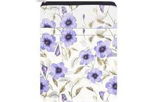 Custodia per Libri A Fiori Blu NICENEEDED con Tasca Frontale, Custodie per Libri Impermeabili Portatili con Cerniera