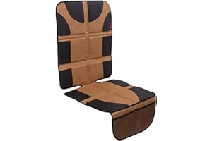 Lusso Gear Car Seat Protector for Child Car Seat, Non-Slip Waterproof Car Seat Protector for Leather Seats with Thick Padding and 2 Mesh Storage Pockets, Baby Seat Protectors Under Carseat (Tan)