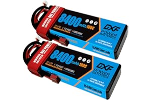 DXF 2PCS 8000mAh 7,4V 110C 2S LiPo RC Akku mit Hartschalenkoffer Deans Stecker für RC Evader BX Auto Truck Truggy Buggy Tank Hubschrauber Flugzeug Autorennen