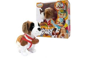 GIOCHI PREZIOSI Emotion Pets - Samby Delikatne Pluszowe Świętego Bernarda Do Rozpieszczania I Doprowadzić Smycz I Beczka, Dla Dzieci Od 3 lat, MTM2300, Cenne Gry, Wielobarwny