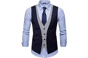 YCUEUST Chaleco Hombre de Vestir Traje Boda Ceremonia Waistcoat Blazers Sin Mangas