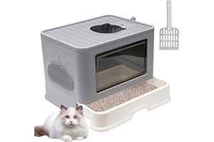 HOMCENT Kuweta dla kota z pokrywką, składana kuweta dla kota ze szczotką do futra, szufladą, łatwa do czyszczenia i duża pojemność