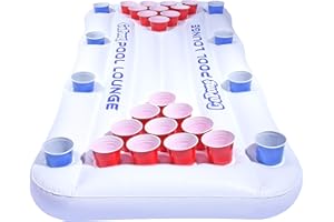 GoPong Pool Lounge Beer Pong Inflatable with Social Floating, White