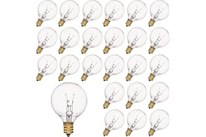 SUNSGNE G40 Globe Klar Ersatz Glühbirnen 25 Stück ​7W Wolfram Edison Glühbirnen E12 Sockel 2200k Warmweiß für Terrassenbeleuchtung dekoration Hochzeit Balkon Veranda Party Dekoration, 220-240 Spannung