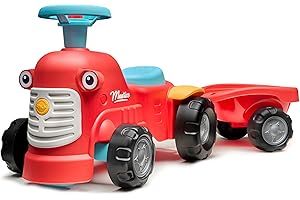 Falk - Porteur Tracteur Maurice Rouge avec remorque - Dès 12 Mois - 90% de Plastique recyclé - Fabriqué en France - 900C