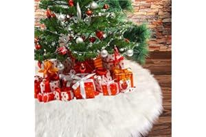 Gifmore Weihnachtsbaum-Rock, weiß, weich, dick, Plüsch-Kunstfell, Weihnachtsbaumdekoration, Matte, Röcke für Weihnachtsfeier und Neujahrsparty, 122 cm