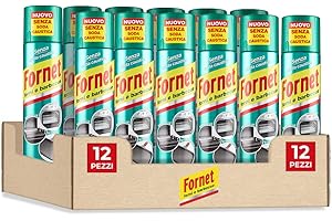 Fornet Sgrassatore Spray per Forni e Barbecue, Formula non Aggressiva, Senza Soda Caustica, 300ml x 12 Pezzi