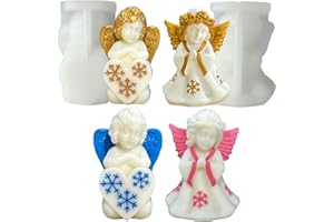 JDH Silicone Moule Ange Noel,Moule Bougie,2PCS Moule Silicone Bougie,3d Moule à Bougie en Silicone,Moule Bougie Silicone 3d Diy,Moules pour Bougies Ange,Moule pour Bougie,Moule à Bougie pour Mouler