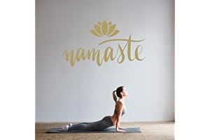 WANDFACTORY WANDKIND Namaste mit Lotusblume - Wandtattoo Wandaufkleber Sticker Aufkleber Mandala Lotus - erhältlich in vielen GröÃŸen (Gold, 80 x 44 cm)