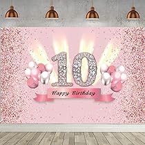 Kit Decorazioni Per 10° Compleanno Ragazza In Oro Rosa, Con Sfondo, Banner E Palloncini (lattice E Lamina), 81 Cm Numero 10