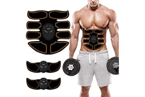 Zebbyee Dispositivo de Entrenamiento EMS, Entrenador de músculos Abdominales EMS estimulador Muscular 6 Modos 9 Niveles Intensidad Corporal Parche de Masaje Moldeador Unisex