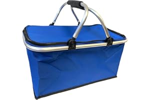 just 4 baby Foldable Picnic Folding Basket Insulated Cooler Bag Camping Travel Hamper Large Cool Bag - Navy Blue COLOUR