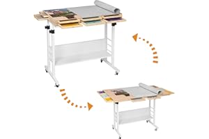 Tektalk Planche de Puzzle Pliable 2000/1500/1000 pièces avec Hauteur réglable, Table de Puzzle avec Couvercle et 8 Plateaux de tri/tiroirs, chevalet Puzzle avec Pieds, fermé avec 4 roulettes