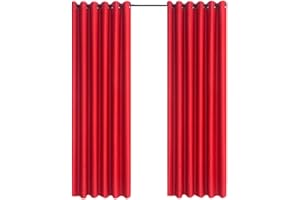 CHARKHAH Thermal Insulated Window Semi Blackout Curtains for Bedroom Living Room Ultra Soft Energy Saving Fabric with Eyelets Ring top and Pair of Curtain (Red, 46" Wide x 54" Drop)