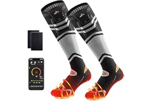 ZUMLLOMA Calcetines Calefactables con Bateria Recargables, 2X 5000mAh, Calcetin Calefactable ​para Mujer y Hombre, Calcetines Electricos Calefactables para Esquiar, Pescar, Caza, Motocicleta (Negro + Gris, L)
