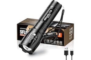 GEARLITE LED Torch Rechargeable, 2000LM Zoomable Rechargeable Torch with 3 Modes, Long-Lasting IP65 Waterproof Torches Led Super Bright for Camping, Hiking, Emergencies - Gifts for Men Dad Kids