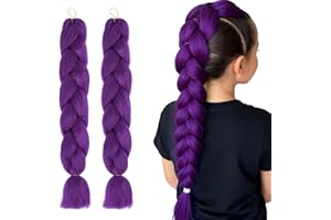 KUNOLI 2 Pièce Perruque Violette Enfant, Perruque Femme Costume Pour Cosplay d'Halloween Kpop, Cadeau Pour Femmes Filles