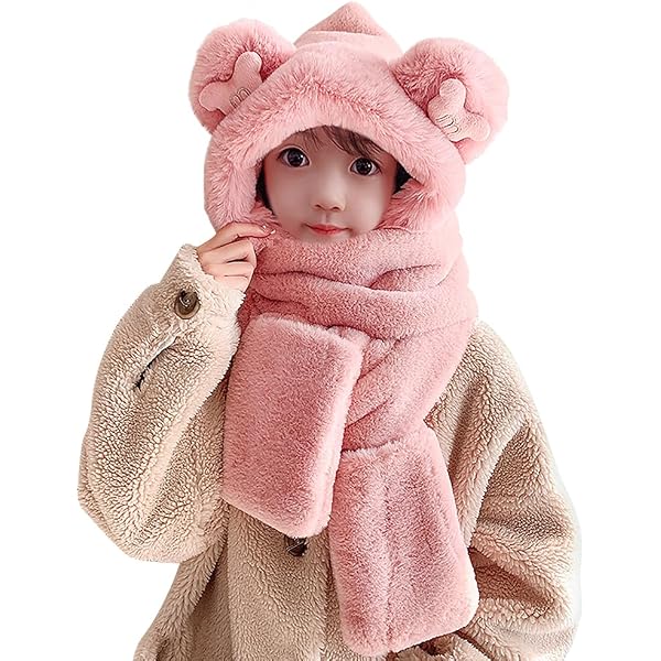 Women's Winter Beanie Hat & Scarf Set - Fleece Lined, Knit With Pom Pom, Pink (One Size)