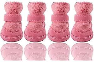 Chaussure pour Chien, FaJoek 4 Stück Bottes Chien, Bottes et Chaussons pour Chiens, Bottes Chien Neige, Bottes d'hiver pour Chien, Bottes pour Chien de Protection, pour Petit Chien Moyen (Rose)