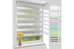 ‎HOMLAND Homland Doppelrollo Klemmfix ohne Bohren B90 x H110 cm(Stoffbreite 85cm) Grau, Duo Rollo, Rollo Klemmrollos lichtdurchlässig & verdunkelnd, Verstellbar Fensterrollo Sonnenschutz