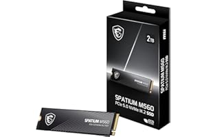 MSI SPATIUM M560 SSD 2TB - Disque SSD Interne 2 to PCIe 5.0 NVMe M.2, Lecture 10300 MB/s, Écriture 8700 MB/s, 3D NAND, Sécurité des Données Intégrée, Center - Garantie 5 Ans (1200 TBW)