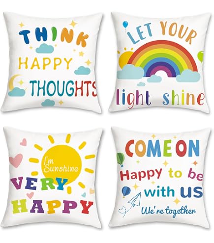 Bonhause 4 Federe Per Cuscini 45x45 Cm In Velluto Morbido Con Frasi Educative Per Bambini – Copricuscini Divano E Cameretta, Ispirazione Lettura (Senza Imbottitura)