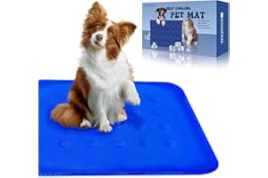 CHOSHOME Kühlmatte Hund 50x60CM Kuhlmatte für Hund Groß Katzen Kühlmatte Haustier Matte Hunde Kühldecke Gel Kaltgelpad Haustier Matte für Kisten, Hundehütten Betten Blau M