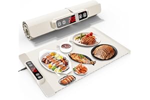 CHLDYCST Warmhalteplatte für Essen, Schnellheiztablett, Tragbare Lebensmittelheizung, Mit Kinderschloss und Automatischem Abschalten, 5 Einstellbarer Temperatur Food Warmer für Backen Reisen Buffet Partys