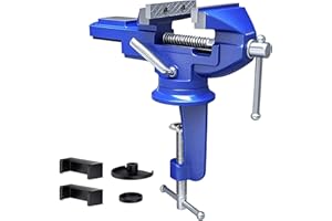 VONLUX Table Vice, 80 mm Small Vice Clampable for Workbench, Vice Rotatable 360° with Anvil & Axis for Woodworking, Drilling, Cutting