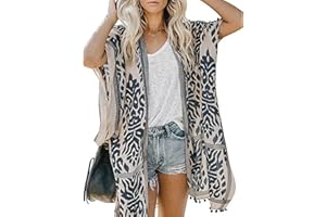 GENOVEGA Women's Kimono Cardigan Beach Summer Loose Long Boho Bikini Cover Up, Oversized Fashion Lightweight Women Beachwear Covers Beach Dresses