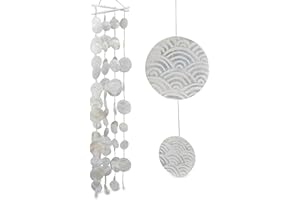 WHOLE HOUSE WORLDS Capiz Windspiel Giovane ca 90 cm L Perlmutt Weiss