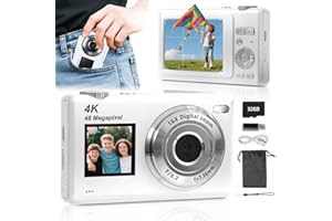 ARNSSIEN Fotocamera Digitale 4K con Doppio Schermo, Autofocus 48MP Macchina Fotografica Digitale Compatta con Scheda 32GB, Zoom 16X, Anti-Shake, Regalo per Bambini, Adolescenti e Principianti,Y5