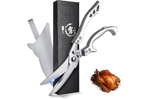 TIVOLI Geflügelschere Küchenschere Profi Haushaltsschere Metallgriff, Schere Küche Scharfe Edelstahl Knochenschere mit Sicherheitsschloss Federmechanismus,Allzweckschere für Fleisch,Fisch (Modern)