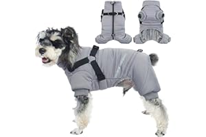 Hjyokuso Wasserdichter Hundemantel, Hundejacke mit Geschirr, Wintermantel Hund für kleine Mittel Große Hunde, Winddichte Winterjacke Hund Outfit mit Reflektierender Streifen und Reißverschluss S-XL