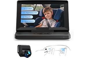 WOLFANG 1080P Baby Car Camera: USB-C Plug and Play Facile da installare, Baby Monitor per auto con Schermo da 5" con Telecamera per Visione Notturna, Ampia Visuale Chiara per il Sedile Posteriore