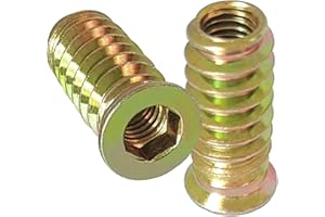 FITWISH 50 Pieces M6 M8 Internal Thread Hex Socket Threaded Insert Nuts for Wood Furniture Screw-in Nuts (M625)