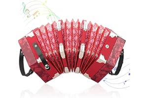 SHIPENOPHY 20-Tasten-Concertina Leicht und robust für Anfänger(Red)