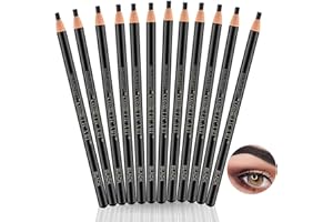 PEIYEE 12 Pcs LáPiz de Cejas PortáTil Impermeable,LáPices de Cejas Negro,Pull Cord Peel-Off Eyebrow Pencil Tattoo Tattoo Makeup for Marking,Filling and Outlining,Delinea FáCilmente Una Forma de Ceja Natural