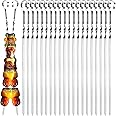 GAOHAN 20 Pcs Metal Kebab Skewers for Grilling - Flat BBQ Rack, Reusable Stainless Steel Sticks for Meat and Food