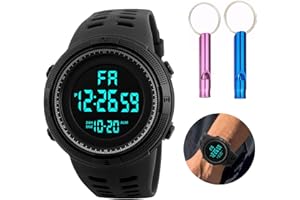 REBUCINA Digital Referee Stopwatch,Mens Digital Watches,Sports Watch with LED Light,Waterproof with Calender Stopwatch,with 2 Whistle