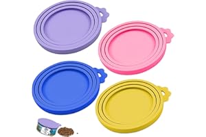 Pinsheng 4 Fundas de Tapas para latas de Comida para Mascotas, universales de Cubiertas de Silicona para latas de Mascotas para Todas Las Tapas estándar de Comida para Perros y Gatos