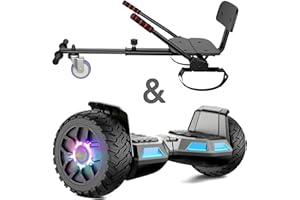 SISIGAD 8.5" Hoverboard with Seat, Offroad All Terrain Balancing Scooter mit Bluetooth-Lautsprechern und LED-Leuchten, Kinder Teenager