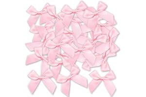 RYVERA Riviera 48 Lazos de Cinta de Satén Rosa Mini Lazos, Lazo de Satén Regalo Cara para Navidad, Manualidades, Decoración de Bodas, Fabricación de Tarjetas, Adornos de Costura, Embalaje de Regalo, 5cm