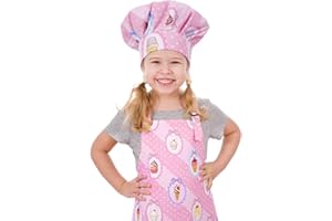 Livdouyu Kinderschürze und Kochmütze Set,Schürze Kinder Kochschürze Verstellbare Küchenschürze mit Taschen für Jungen und Mädchen Kindergrill Schürze zum Kochen,Malen,Backen,Grillen
