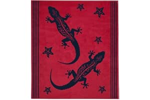Delindo Lifestyle Serviette de Plage Tropical Gecko Rouge XXL, 100% Coton égyptien, 180x200 cm Grande Taille
