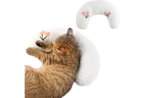 DENTRUN Hundekissen Kleine Hunde Plüschtier Katze Kuscheltier Katzenminze Kissen Katze Katzenminze Spielzeug Kitten Katzenkissen Flauschig Katzen Bettchen Weiches U-Förmiges Kissen für Hunde(Weiß)