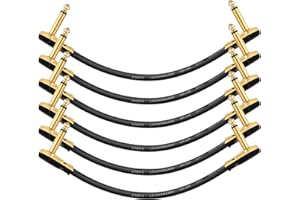 Donner Guitare Patch Câble Jack Mono 15cm, Cordons Patch Professionnel pour Pédales D'effet Guitare/Basse, Pack de 6