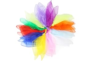 DUBUOZA 36 Pezzi Foulard Giocoleria,60x60cm Sciarpe di Giocoleria Sciarpe Danza,per spettacoli, magia e acrobatica nei programmi dell'asilo materno