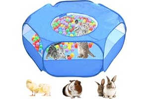 CJWDZ Small Animal Playpen,Portable Small Animal Cage Tent Breathable Pet Playpen Cage Tent Pop-Up Outdoor&Indoor Exercise Fence for Hamster Guinea Pig Rabbit Puppy Hedgehog(Cover-blue)