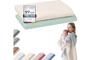 furora BABY Maxi Lange Bebe 120x120 cm XXL Grand, Mousseline (très Doux) en Coton Biologique: Oeko TEX 100, GOTS |Langes Coton bébé, Mousselines emmaillotage - Lavable 60°, Bebe Change Carre